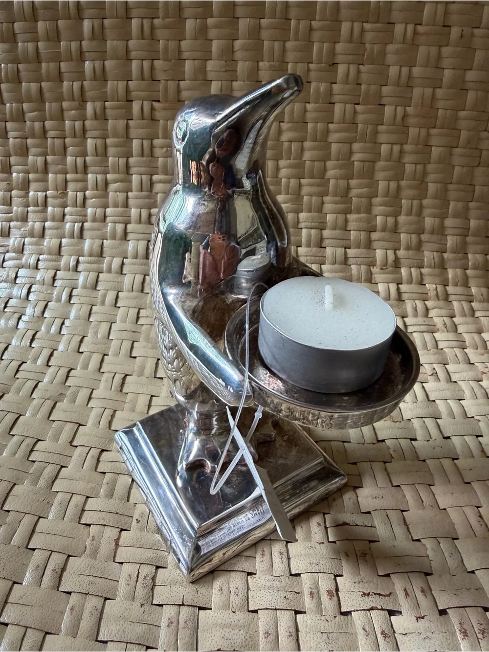 Silver Penguin Votive Candle Holder